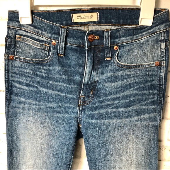 MADEWELL 9” High Waisted Jeans Blue Raw Hem Distracted Edition Denim Size 27 Y2K - Picture 5 of 13